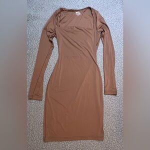 HYZ Brown Womens Shaper Dress Size Small Long Sleeve Spandex Shape Wear